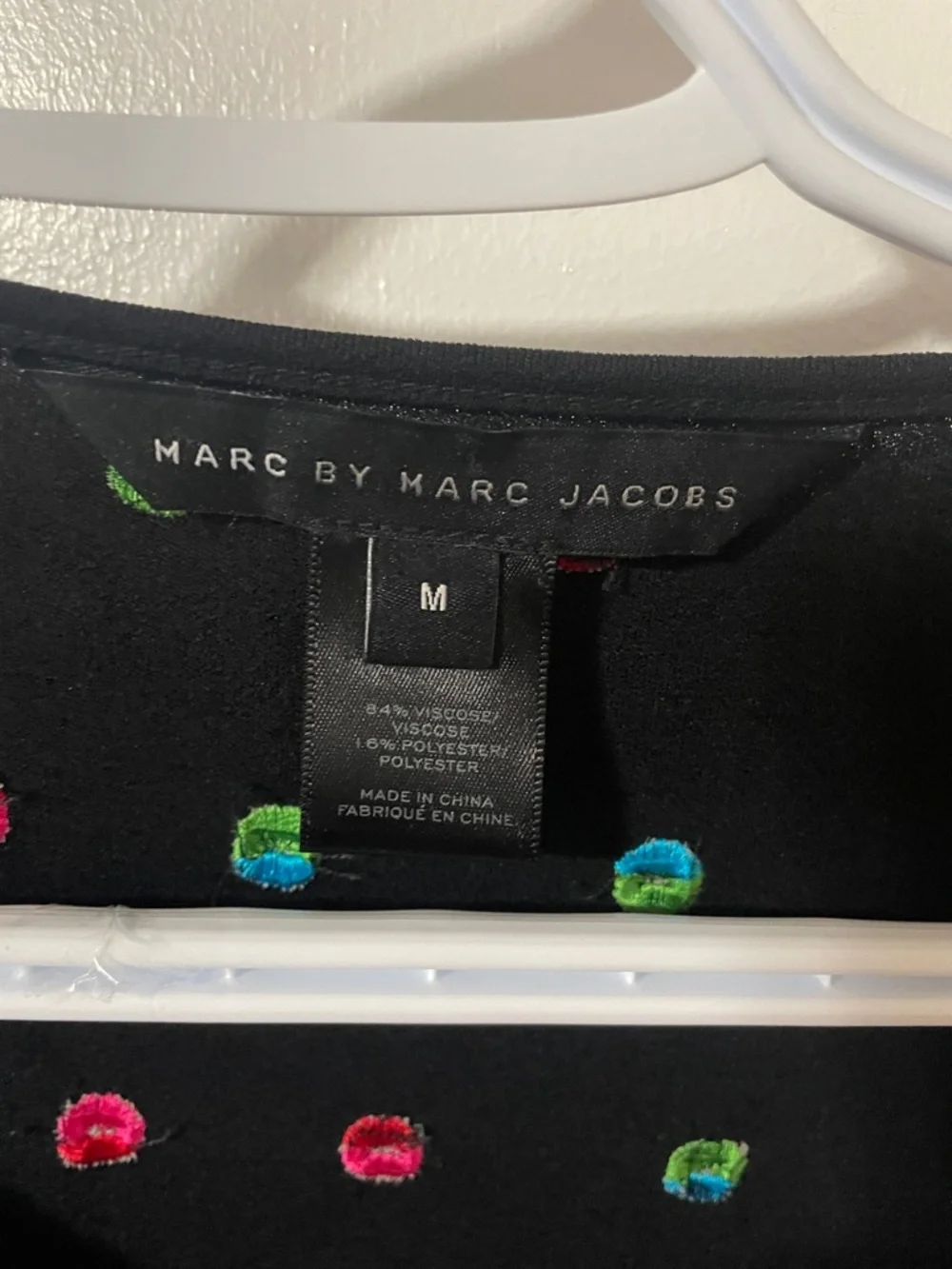 Marc by Marc Jacobs Black Dress with Embroidered Dots Size Medium - Picture 6 of 13